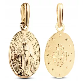    MEDALIA CLASICA DE AUR MINUNEA CU MAICA DOMNULUI, FACE-DUBLE 8KT 333