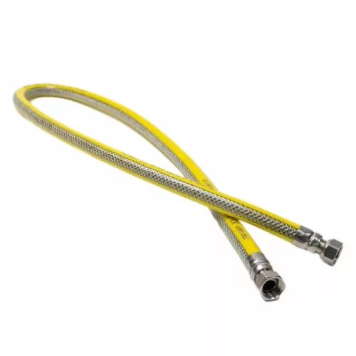 Furtun gaz MBM 300 cm cu linie de otel si carcasa galbena