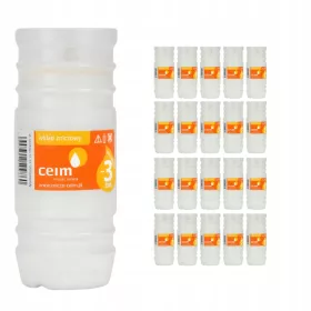   Rezerve de Parafină CEiM pentru Lumânări - 14 cm, 72 Ore de Ardere, Pachet de 20 Bucăți
