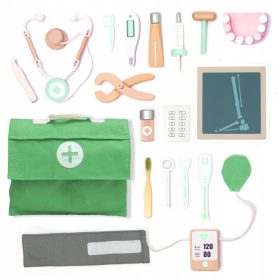  UMU Set doctor din lemn pentru copii, 18 elemente