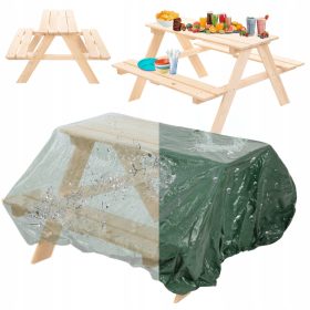    Masa de picnic cu banci, banca de gradina copii, husa de masa, 1-5 ani, ECO