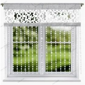    Perdeau, panou paravan din poliester, 200 cm x 140, alb + cristale