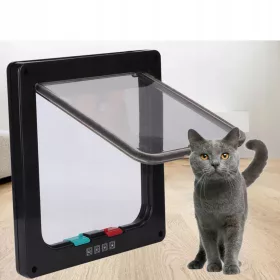    PISIC CÂINE UȘĂ clapă neagră 4 CĂI DE INTRARE CAT XL 24,5 x 5,5 x 27,8