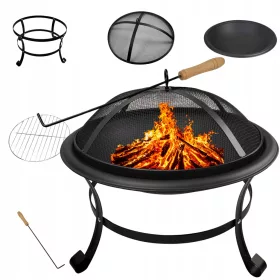    FOCAR DE GRADINA CU CAPAC FIRENZE 54 CM PENTRU GRIL FAC DE TABARA OTEL NEGRU