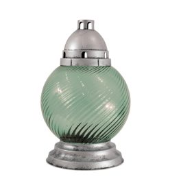    Minge de lumânare, sticlă transparentă, inimă verde - aur