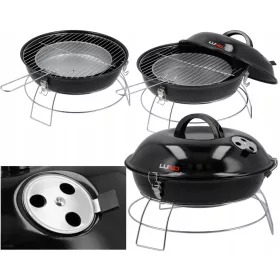    GRĂTAR TURISTIC PORTAT DE CARBUNE CU CAPAC GRIL ROTUND 36CM LUND