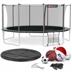    Trambulina Hs Hop-Sport 16 picioare (488 cm) cu plasa interioara negru-verde