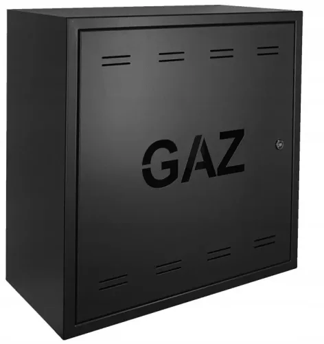 Dulap gaz Km Express 600 × 600 × 250 mm, negru RAL 9005, usa stanga