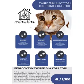    MyPawsPal 3x așternut așternut natural pentru pisici ecologic, tofu ecologic
