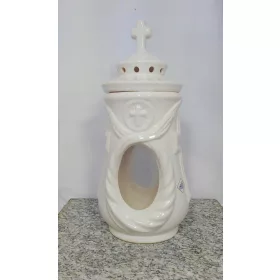   Lampion Ceramic Elegant pentru Lumânări și Lumină LED - Alb