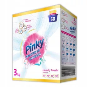    PINKY NANOWASH PULBER DE SPĂLAT UNIVERSAL PENTRU ȚĂSĂTURI ALBE ȘI UȘOARE 3KG