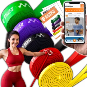    Set de 5 benzi de rezistență din cauciuc pentru exerciții de antrenament Powerband DE ÎNALTĂ CALITATE