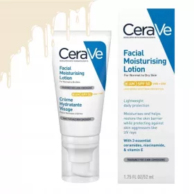   CeraVe Cremă Hidratantă de Față SPF 50, 52ml - Pentru Piele Normală și Uscată