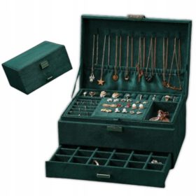    CUTIE BIJUTERII CUTIE ELEGANTĂ CU OGLINDĂ, CAPACITATE, BEJ FRUMOS