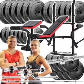    SET BODYBUILDING 156kg SET EXERCIȚII BANCĂ Haltere cu haltere 33 buc.