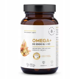   Omega+ Vitamina D3 2000 IU + K2, Capsule Softgel de la Aura Herbals, 60 bucăți