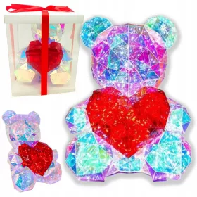    BEAR LED URSU TRANSPARENT CU LAMPA INIMA CUTIE CADOU XL 40CM