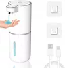 Dozator de săpun gel alb fără atingere 380 ml USB-C
