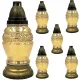 Set de 6 Lumânări Memorială din Sticlă cu Inserții Aurii, 240mm