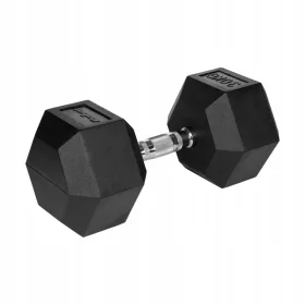    Gantera din fonta cauciucata HEX 30kg Gantera hexagonala Rebel, SOLIDA