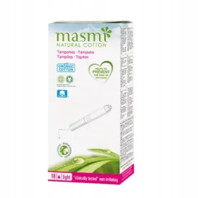    Masmi Tampons Tampoane usoare cu aplicator din bumbac organic, 18 bucati