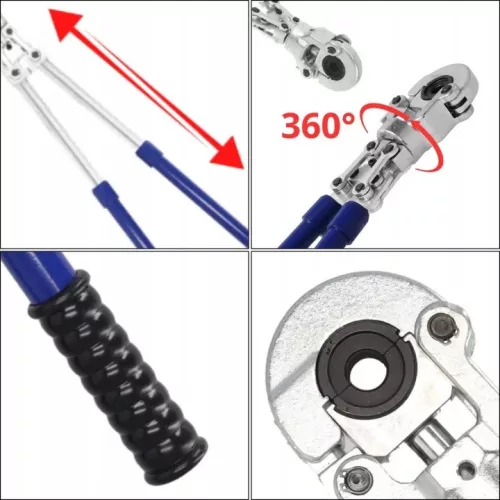 Clești de presare DEDRA 1266 pentru PEX, inserții U 16/20/25/32 mm și carcasă