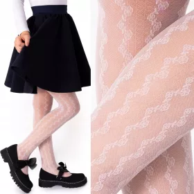    Colanți albi pentru copii PATTERNED pentru fete PATTERNS Fenome LENA 128/134