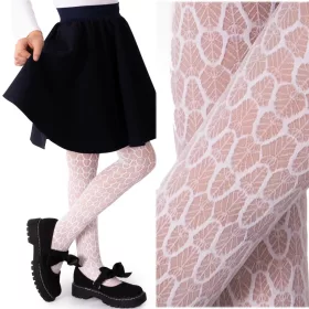   Colanți albi pentru copii PATTERNED pentru fete PATTERNS Fenome LENA 140/146