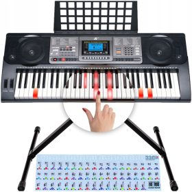    Tastatură pentru învățare STAND TASTATURI TASATE ILUMINATE + Autocolante pentru note