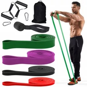    Benzi de rezistență puternice pentru exerciții de fitness Set de 4 benzi de rezistență mânere pentru pungi