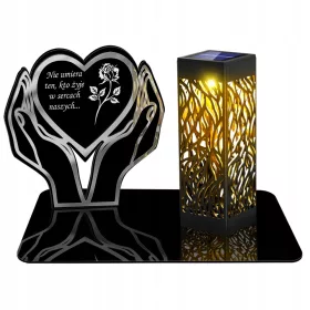   Lumină solară LED Premium XL cu decor aurit - lumânare veșnică cu senzor de amurg