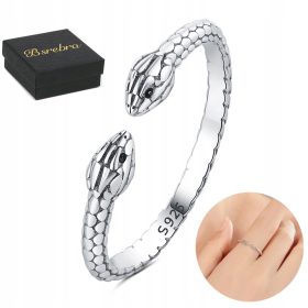    Inel din argint 925 cu inele din argint șarpe, argint reglabil