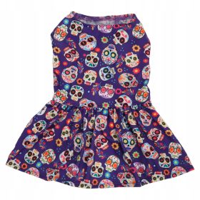    Rochie pentru câine de Halloween, model cu craniu, respirabilă, mărimea S