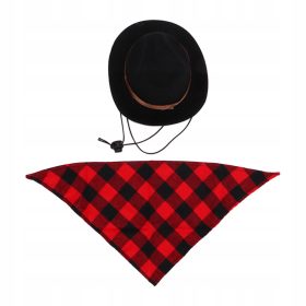    Pălărie de cowboy și eșarfă pentru un câine, costum de Halloween și joc de rol