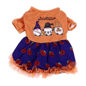    Rochie de Halloween pentru un caine cu motiv de dovleac, costum flexibil pentru animalul tau