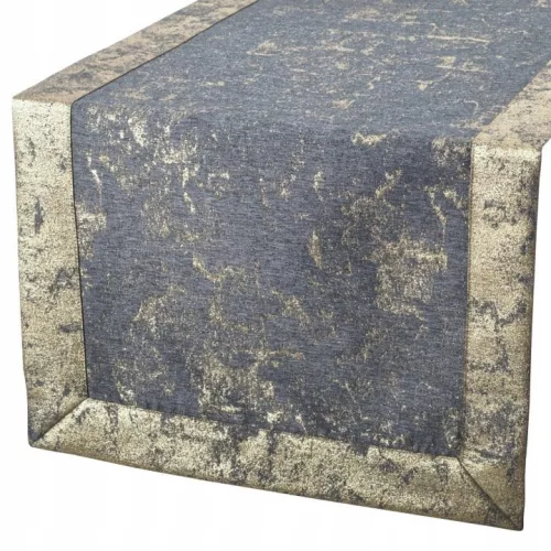 Traversa de masă Invitta gri închis cu fire aurii 55 × 160 cm
