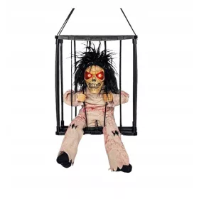    Schelet de decor de Halloween într-o cușcă cu led model 1