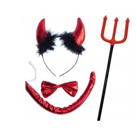    Set Diavolului + accesorii Bandita Devil's Horns + Furculita diavolului rosie si neagra