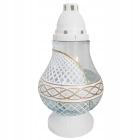   Lampion Clasic Mare din Sticlă cu Detalii Frumoase - Include Insert Parafin Gratuit