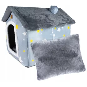    Casă pentru pisici Gotel, nuanțe de gri, dreptunghiulară, 52 cm x 43 cm x 50 cm