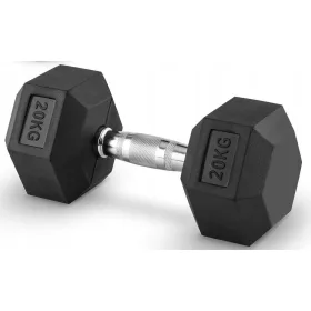    Gantera fixa 20kg, fonta cauciucata, 20kg HEX, pentru antrenament SOLID