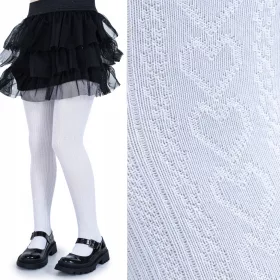    Colanti albi fete, bumbac, jacquard, modele calduroase din bumbac de iarna