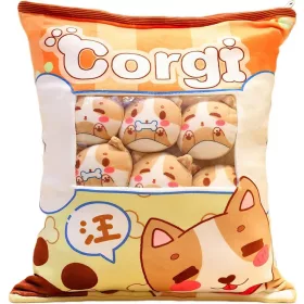    PERNĂ DE BUCINĂ UMPLUTĂ CU CÂINI CORGI DURAȚI ÎN CADOU.