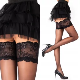    Ciorapi hol-up 20 DEN cu dantelă florală WIDE elegantă Fenome 3/4