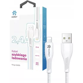    USB-A - Cablu Lightning Korgy ALW20 2m Încărcare rapidă 480 Mb/s Alb