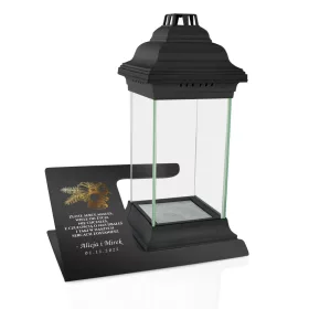   Podstawkă Personalizată cu Lampion pentru Mormânt în Culoarea Neagră