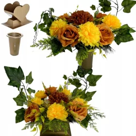   Compoziție Florală de Lux pentru Mormânt cu Vază în Formă de Inimă