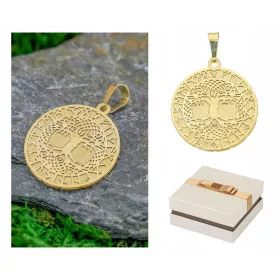    Pandantiv din aur din aur 585 Arborele vieții Arborele fericirii Runa lui Odin 14 kt