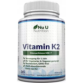   Supliment Alimentar Vitamina K2 (MK-7) 200mcg, 365 Tablete pentru Oase Sănătoase