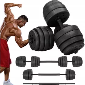    Set gantere reglabile + haltere pentru exercițiu cu haltere 2x20kg 40kg